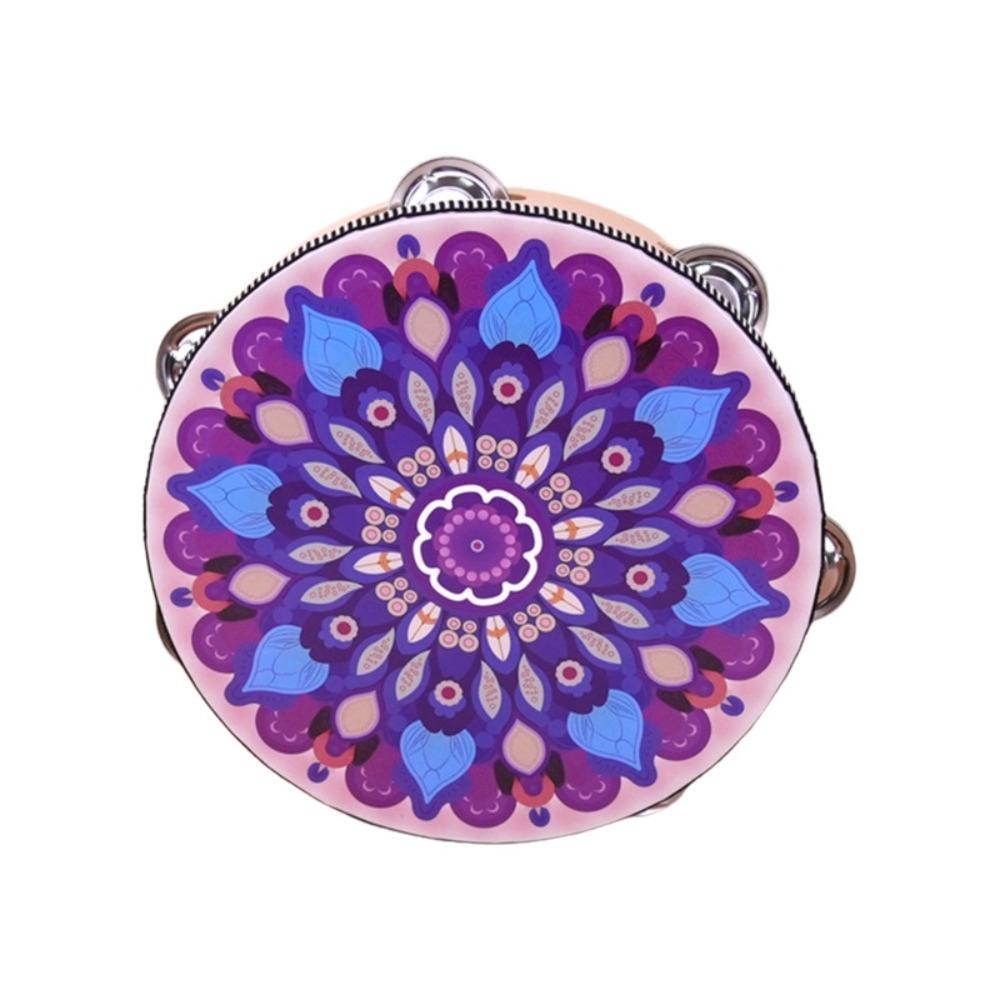 8 Inch Tambourine for Adults Metal Jingles Wooden Tambourine Handheld Drum  for Band Performance