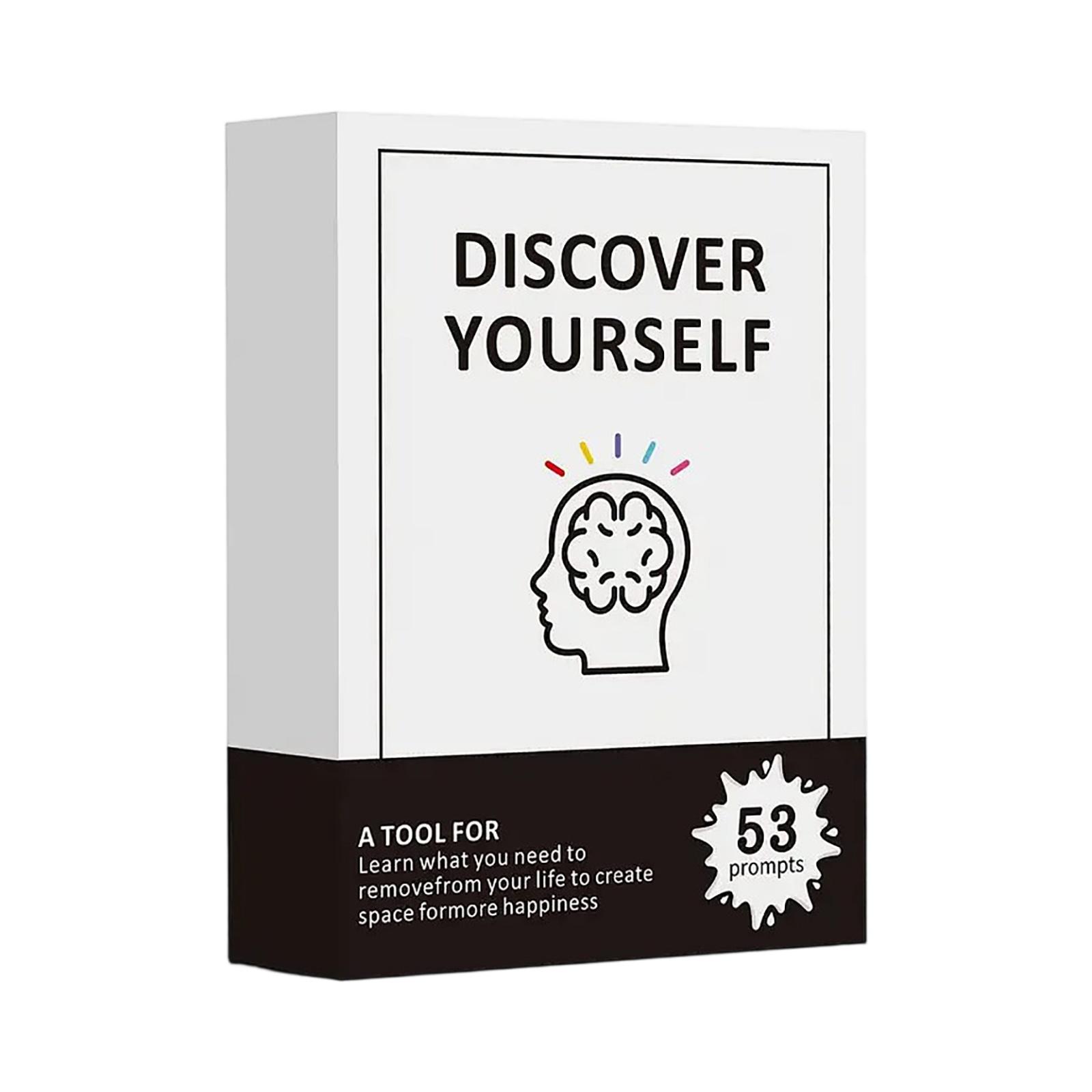 Discover Yourself Self Reflection Card Deck for Personal Growth Mindfulness and Emotional Wellness with 53 Prompts for Journaling and Self Discovery One Size