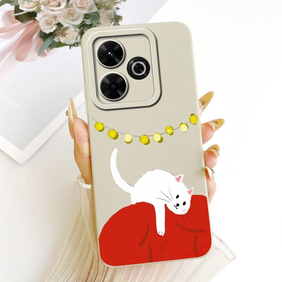 For Xiaomi Redmi 13X Cute Cat Flower Cartoon Phone Case For Redmi 13X Shockproof Soft Silicone Covers Bumpers