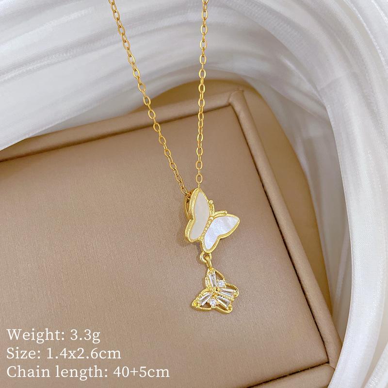 Multi-Element Style Copper Micro-Inlaid Necklace Combination Female Real Gold Electroplated Exquisite Collarbone Chain