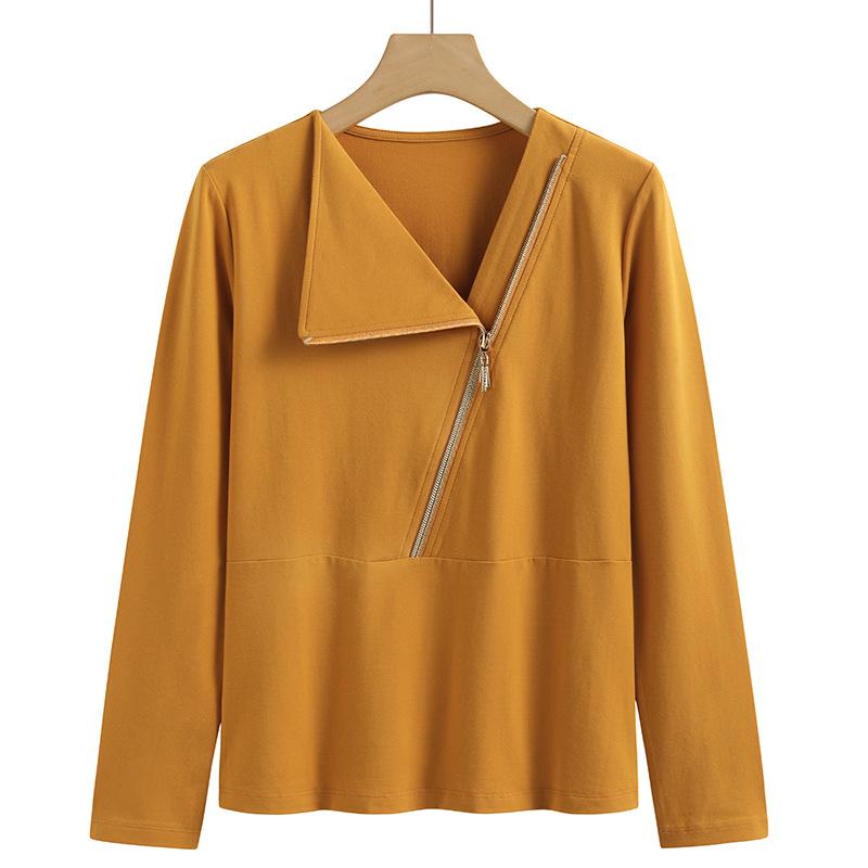 Women's Spring and Autumn 3XL Bottoming Shirt Half Turtle Collar Reversible Cotton Top Commuting Bottoming Shirt Slim Long Sleeve T-shirt