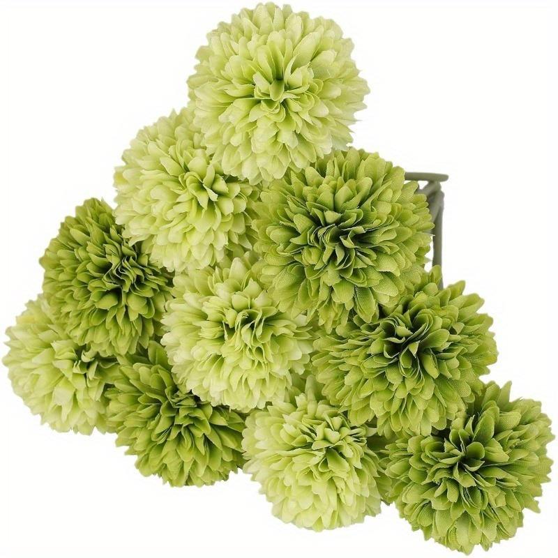 

10 шт. Искусственные бархатцы для улицы - Пластиковые искусственные цветы без контейнера, Идеально подходят для Дня мёртвых, Дня благодарения, Рождества, Хэллоуина Light green+Dark green