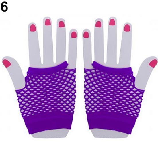 Lady Elastic Dance Costume Dance Party Fingerless Fishnet Mesh Hollow Gloves