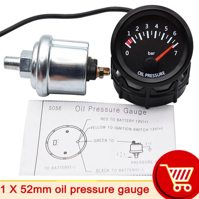 Universal 52mm 2" Oil Temp Temperature Gauge 50~150℃ Digital Pointer W/Sensor 1/8 NPT Car Meter Oil Pressure Gauge Bar Sensor