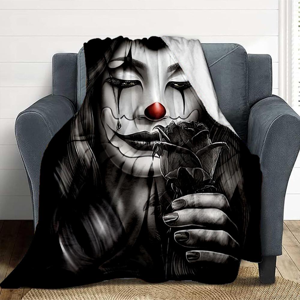 Clown Rose Flannel Blanket Throw Blanket Soft Warm Sofa Bed Camping Car home Decor Unique Christmas Gift C930372