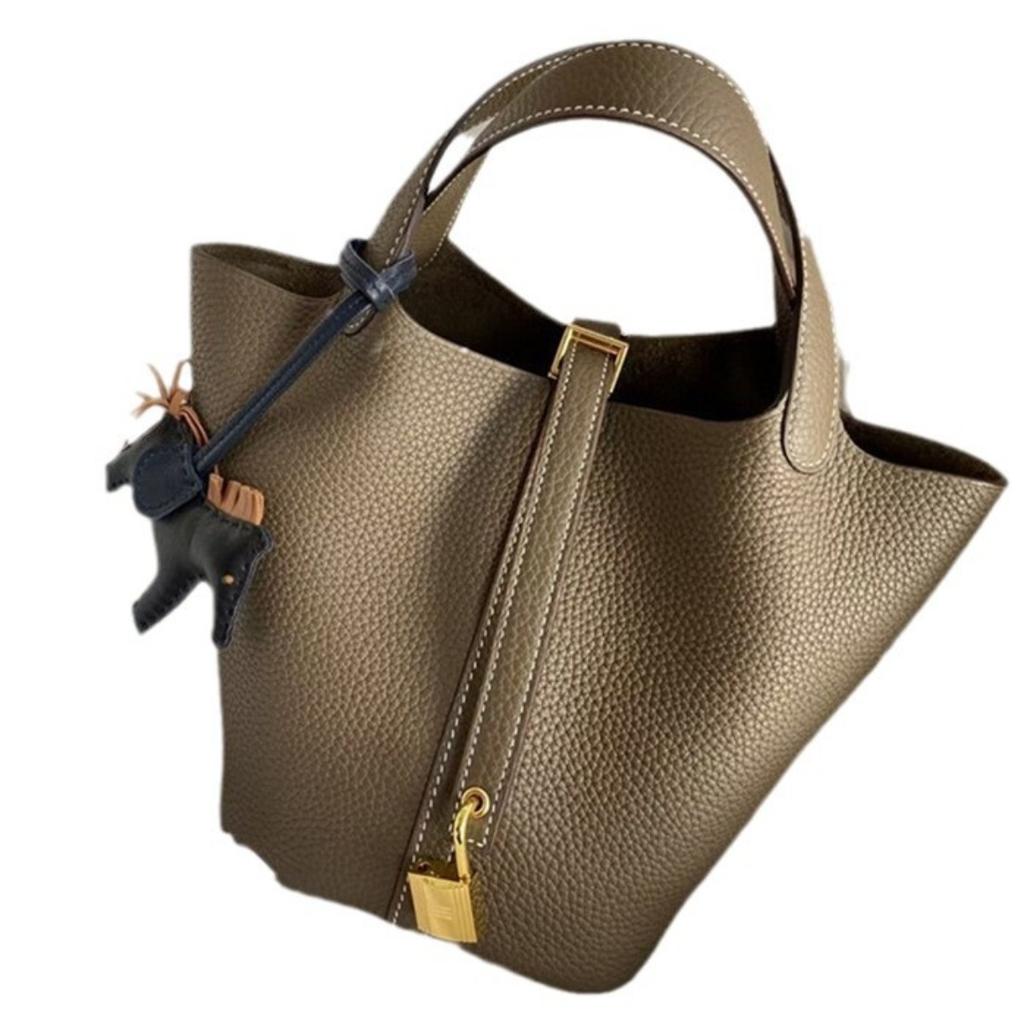 New Leather Women's Bag Vegetable Basket Bag TOGO First Layer Cowhide Casual Fashion Portable Bucket Bag Factory Wholesale