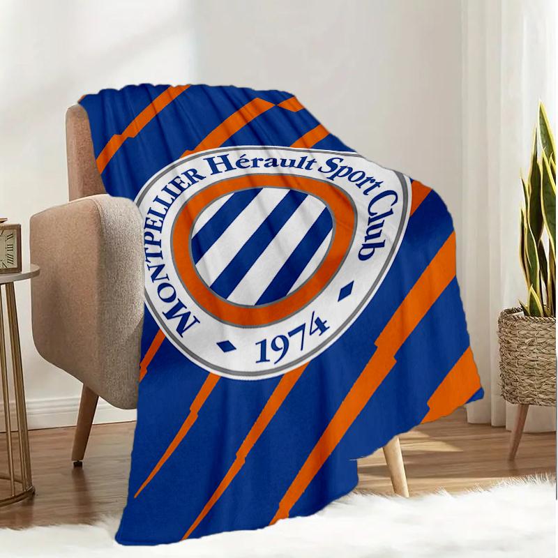 Montpellier Sc Crest Blanket Lightweight Ideal Bedding Blanket Perfect for Travel, Camping, Living Rooms, Offices, Sofas, Fan Christmas gift