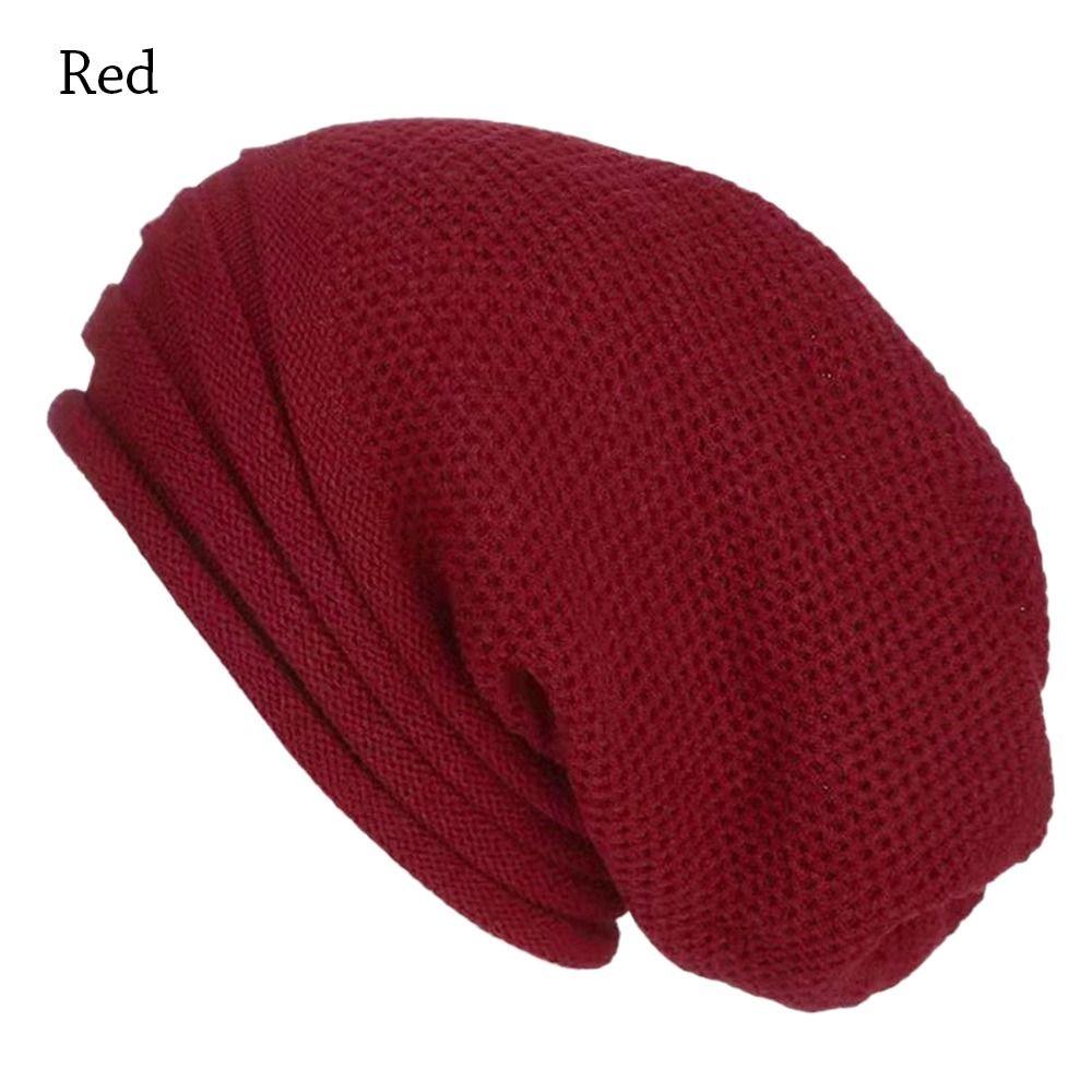 

Men Baggy Slouchy Wool Knitted Beanie Hat Warm Cap Winter Hat красный