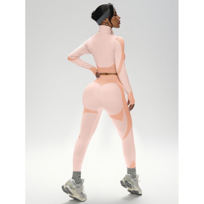 JYL Seamless Quick Dry Long Sleeve Pants Plus Size Yoga Set
