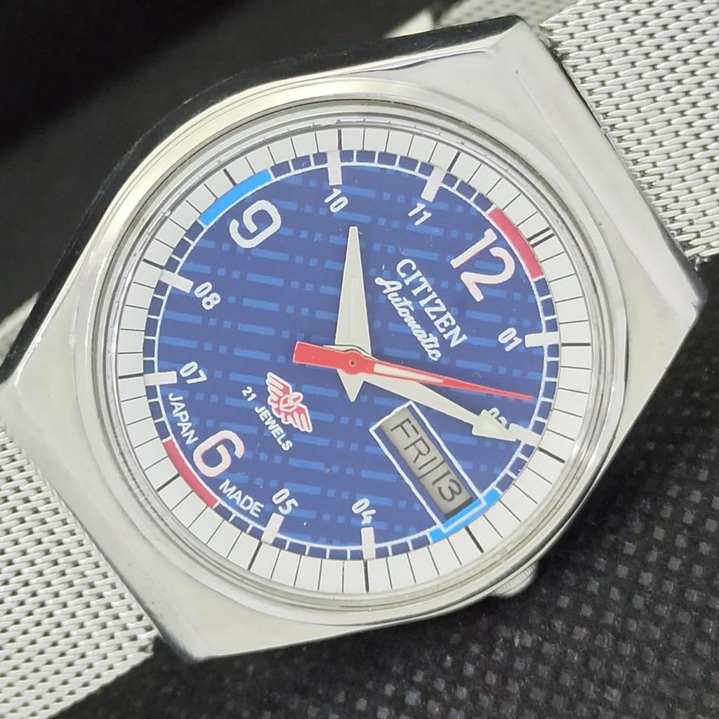

USED VINTAGE CITIZEN AUTOMATIC 8200 JAPAN MENS D/D BLUE WATCH 562b-a298458-9 SKU562b-a298458
