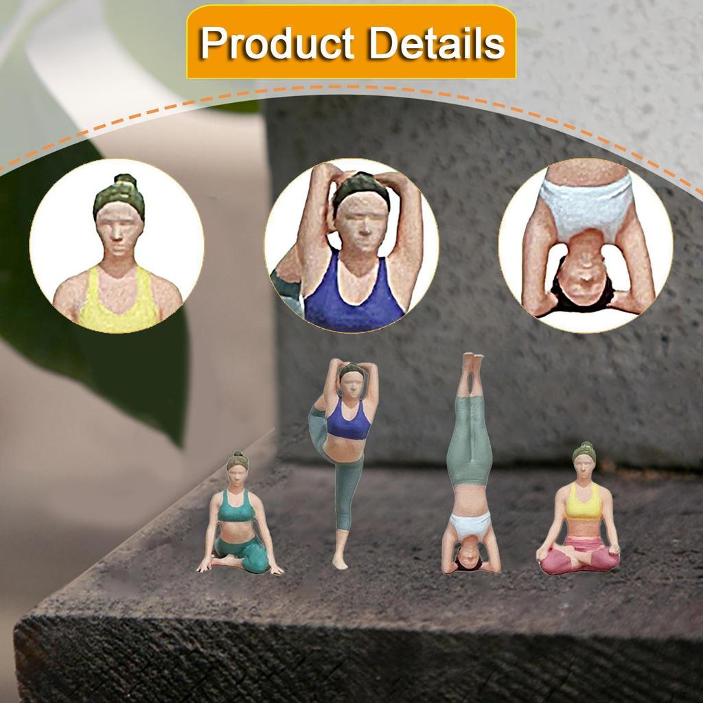 4x 1:64 Figurine DIY Crafts Collectibles Miniature Sports Stretching Figurines Mini Meditation