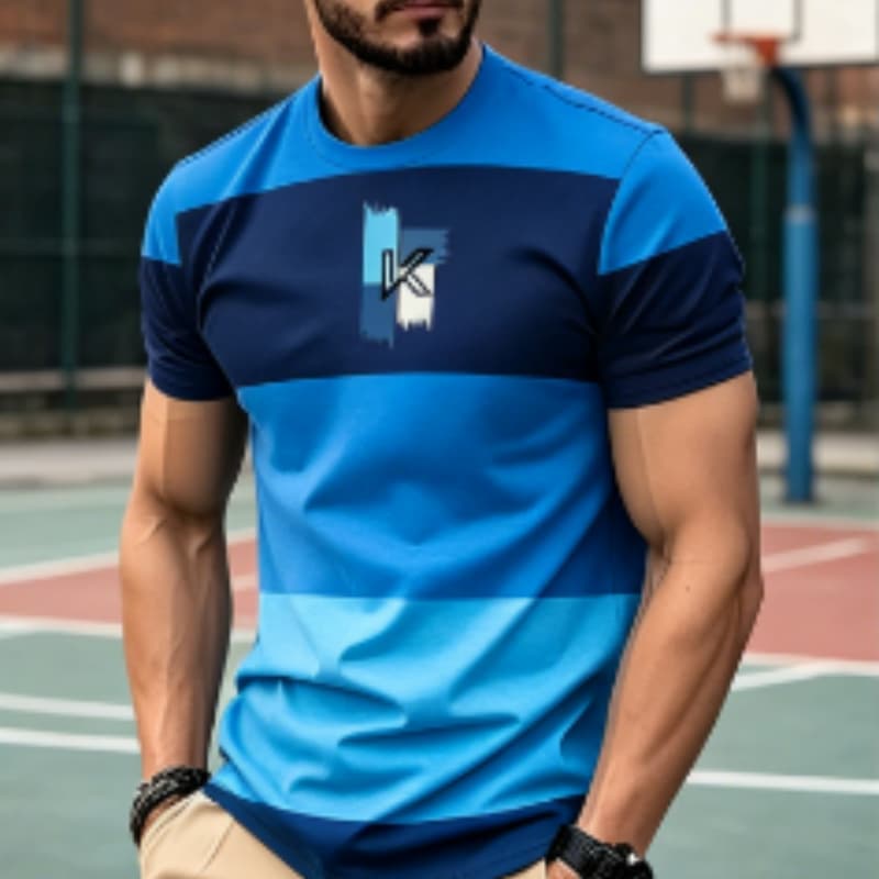 

Men s fashion 3D printed men s T-shirt round neck short sleeve, trendy street wear S