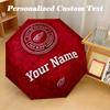 Detroit Red Wings Automatic 8‑ribs Umbrella, Custom Name Text Personalized Folding Umbrella Rain Sun Gift