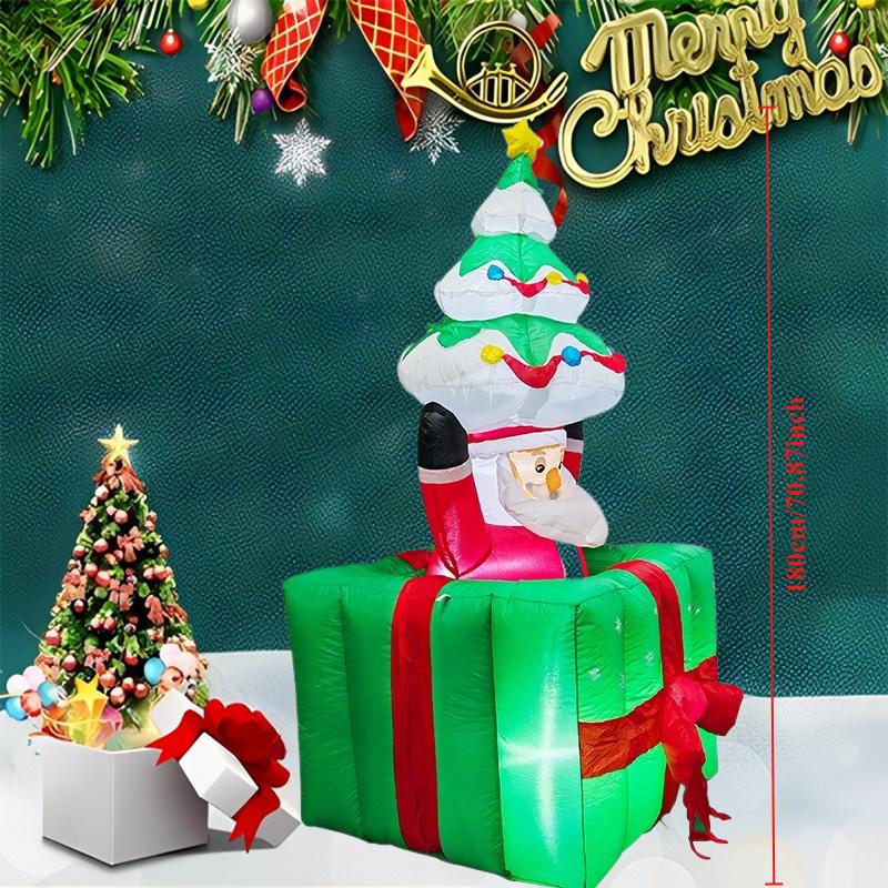 Inflatable Toy Box Santa Christmas Inflatable Model Luminous Inflatable Model Christmas Atmosphere Decoration Model