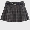 Gonna Midi Plissettata da Donna Autunnale Retro a Quadri a Vita Alta con Shorts Anti-Esposizione