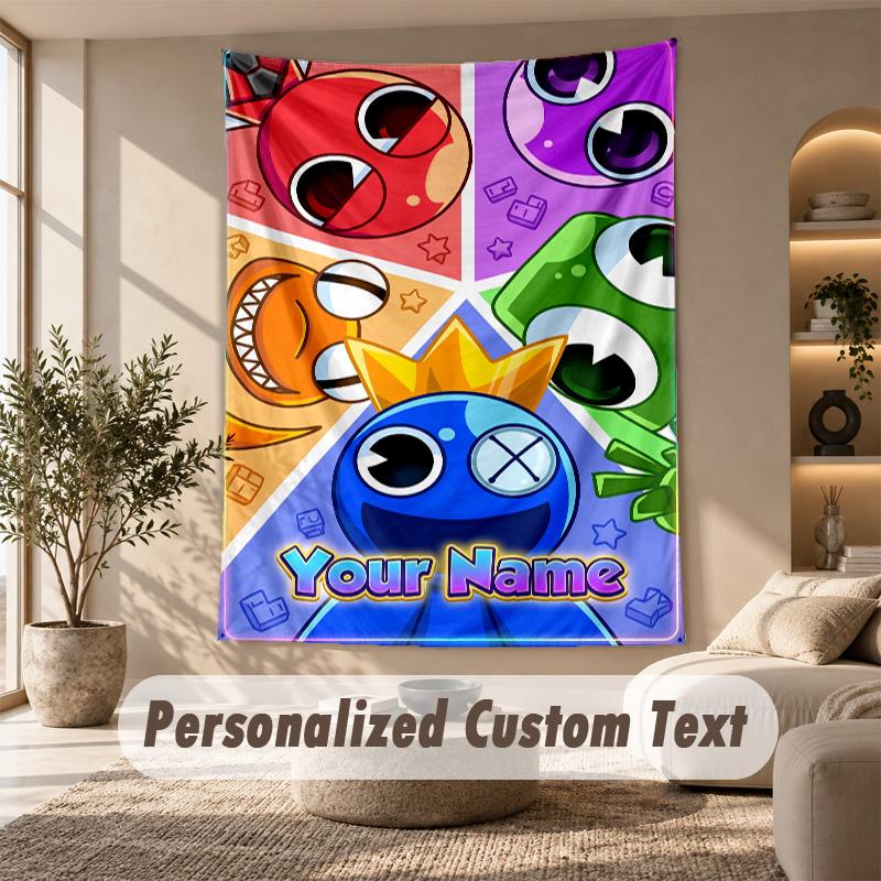 Rainbow Friends Tapestry, Personalized Custom Text, Wall Hanging Tapestry For Living Room Home Wall Decor