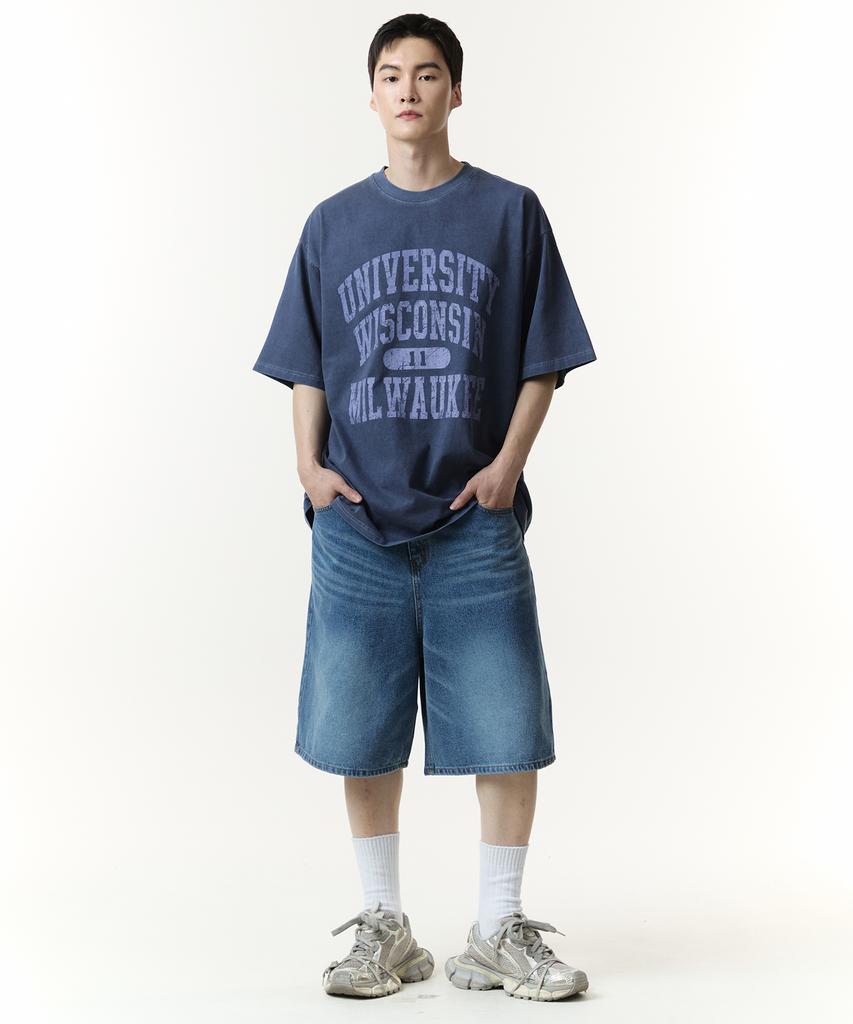 RAW LAB Wisconsin Crack Pigment Short Sleeve T-Shirt (Navy)