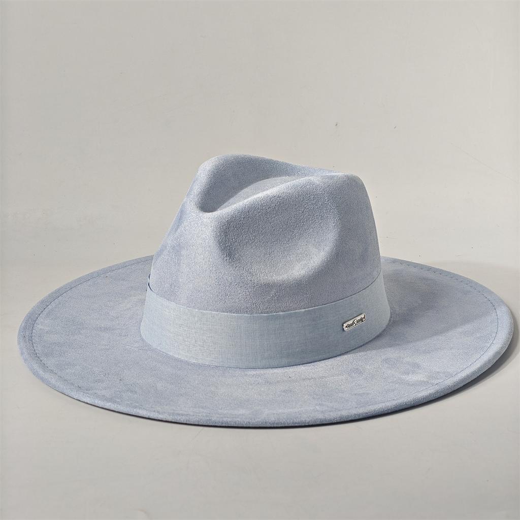New Big Wide Brim Fedora Hats For Women Men Western Suede Hat Large Felt Panama Hat Rancher Hat Chapeau Femme Luxe