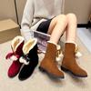 New Winter Women's Shoes Sweet Fur Ankle Boots Female Padded Comfortable Warm Cotton Shoes Flat Bottom Casual Lace Up Botines