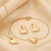 Luxury 18K PVD Gold Plated Waterproof Stainless Steel Heart Jewelry Set Elegant Fashion Necklace Bracelet Earrings Kit for Gifts
