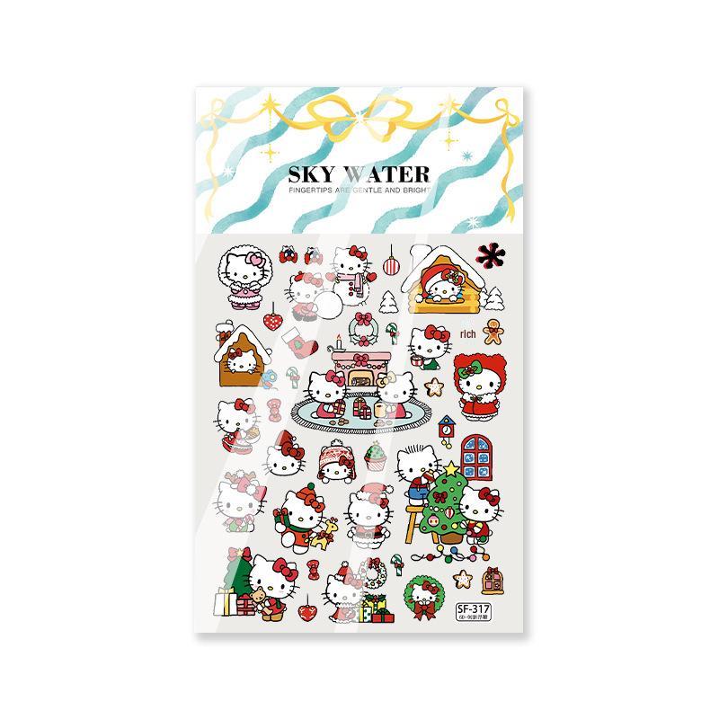 Hello Kitty Christmas Nail Art Stickers - Cute Embossed Tree Snowflake Designs