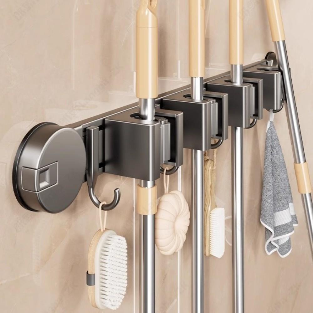 Wall Mounted Mop Clip with Hook Hook Shelf Multi Functional Broom Storage Rack  Home Storage