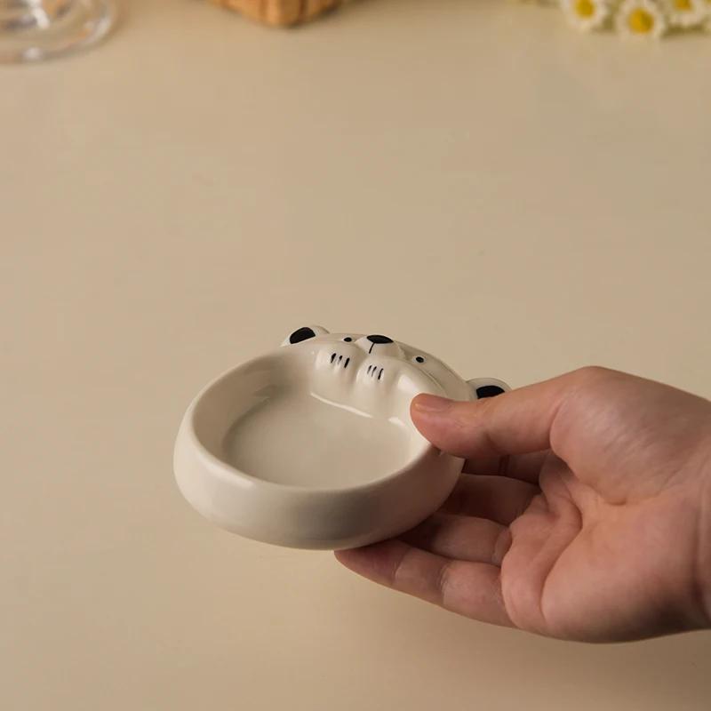 Ceramic Small Flavor Plate Cute Little Dog Sauce Plate  Butter Small Plate  Mini Sushi Soy Sauce Dipping Bowl