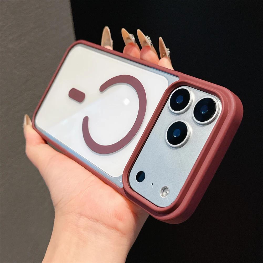 Luxus Bonbonfarbe Magnetisch Für Magsafe Hülle Für iPhone 17 Pro Max Klar Matt Kante Hybrid Silikon Weich Hart Rückabdeckung Schale