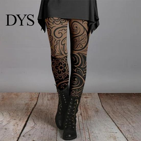Ultra-soft Leggings Women Skinny Pants Autumn Winter Vintage Ethnic Style Flower Print Super Stretchy Fit Trousers Stretch Slim High Waist Ladies Long