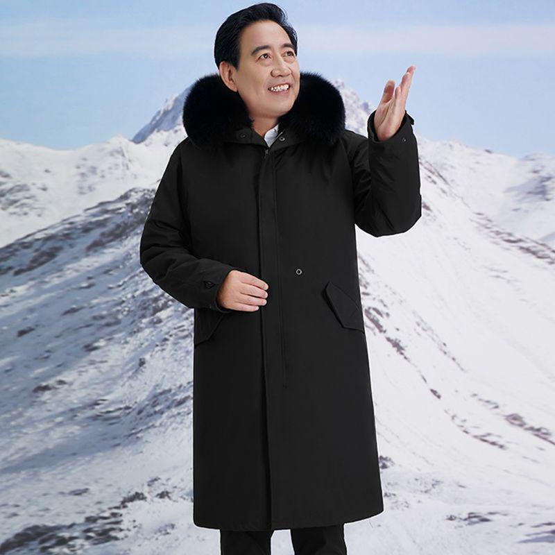 Herren Winter Parka mit Pelz und Fleece-Futter für mittlere und ältere Jahre