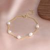 14K Gold Plated Irregular Freshwater Pearl Strand Bracelet For Women Girls Casual Jewelry Accessory