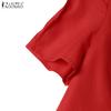 ZANZEA Women Casual V-Neck Summer Short Sleeve A-Line Dress