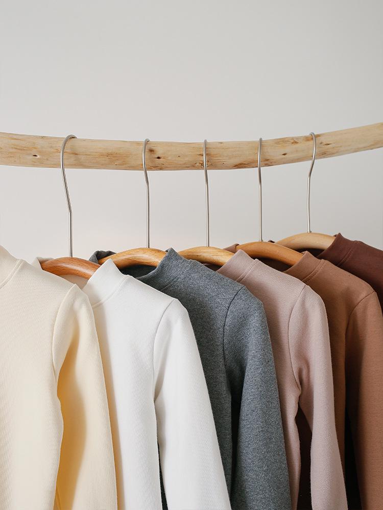 Kids' 2025 Unisex Long Sleeve Stand-up Collar Base Layer T-Shirt - Spring/Autumn Style, Cotton, Solid Color