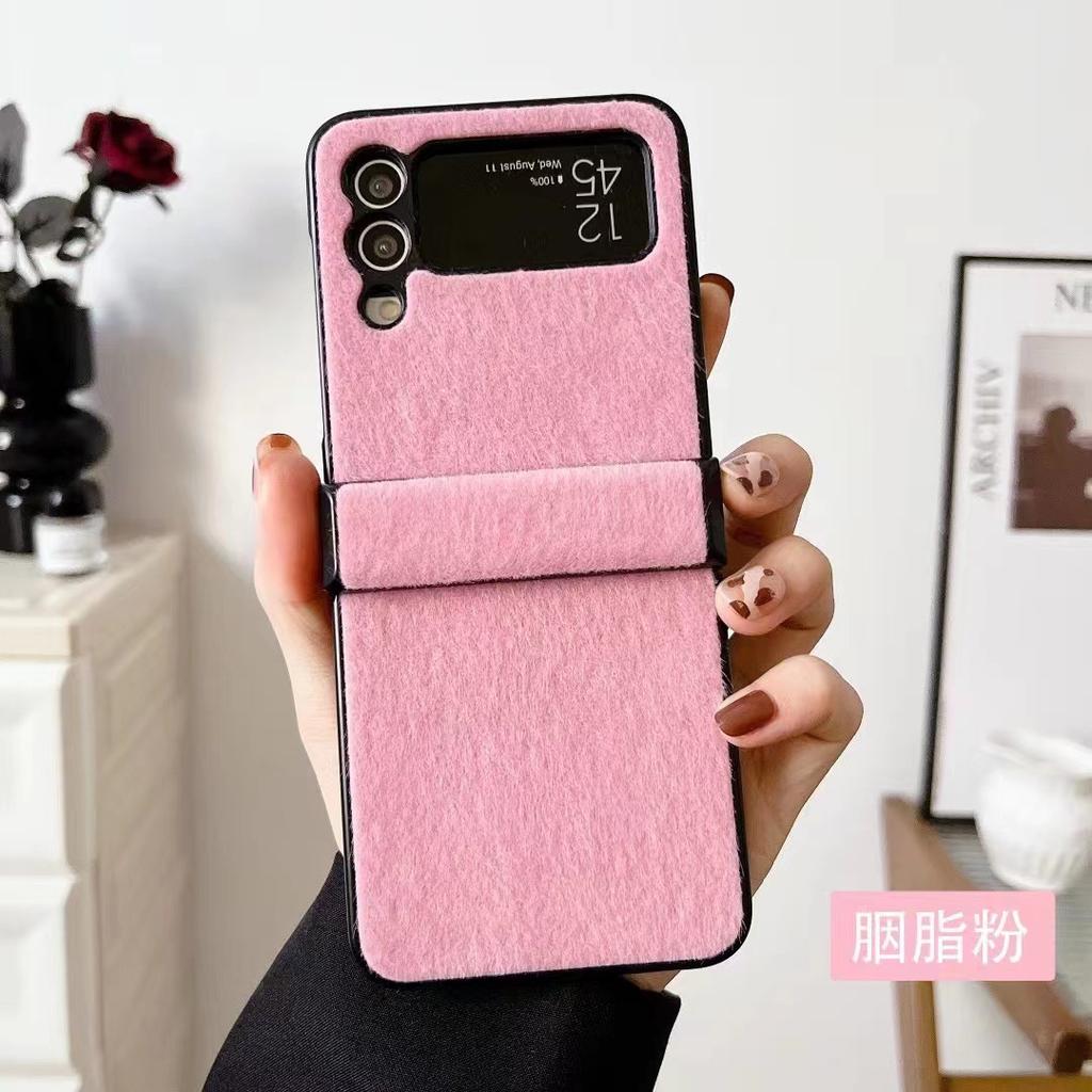 Applicable To Samsung Zflip5th Generation Folding Screen Mobile Phone Case Protective Case Autumn and Winter Plush Zflip3rd Generation Fold4