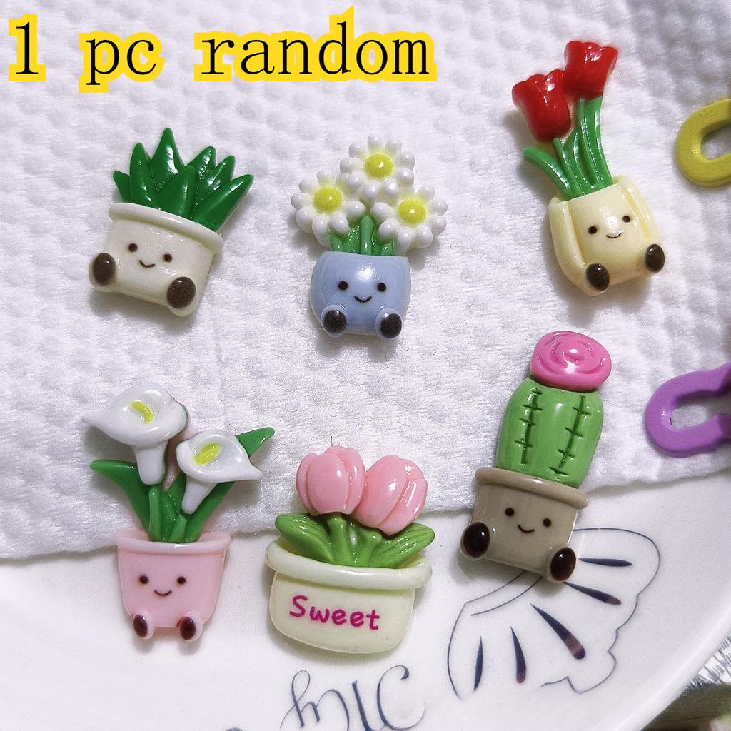 1/6pcs Cute Potted Plant Fridge Magnets, Kawaii Flower Cactus Refrigerator Magnets, Decorative Magnetic Stickers for Kitchen