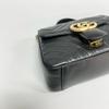 [Gebraucht] Gucci Chevron Leder GG Marmont Mini Top-Handle-Tasche 'Nero' - Ausgezeichnet #1V9T0GG