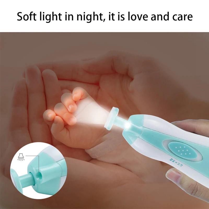 Baby Electric Nail Trimmer with Led Light Kid Nail Polisher Tool Baby Care Multifunctional Fingernail Cutter Trimmer Infant Manicure Set