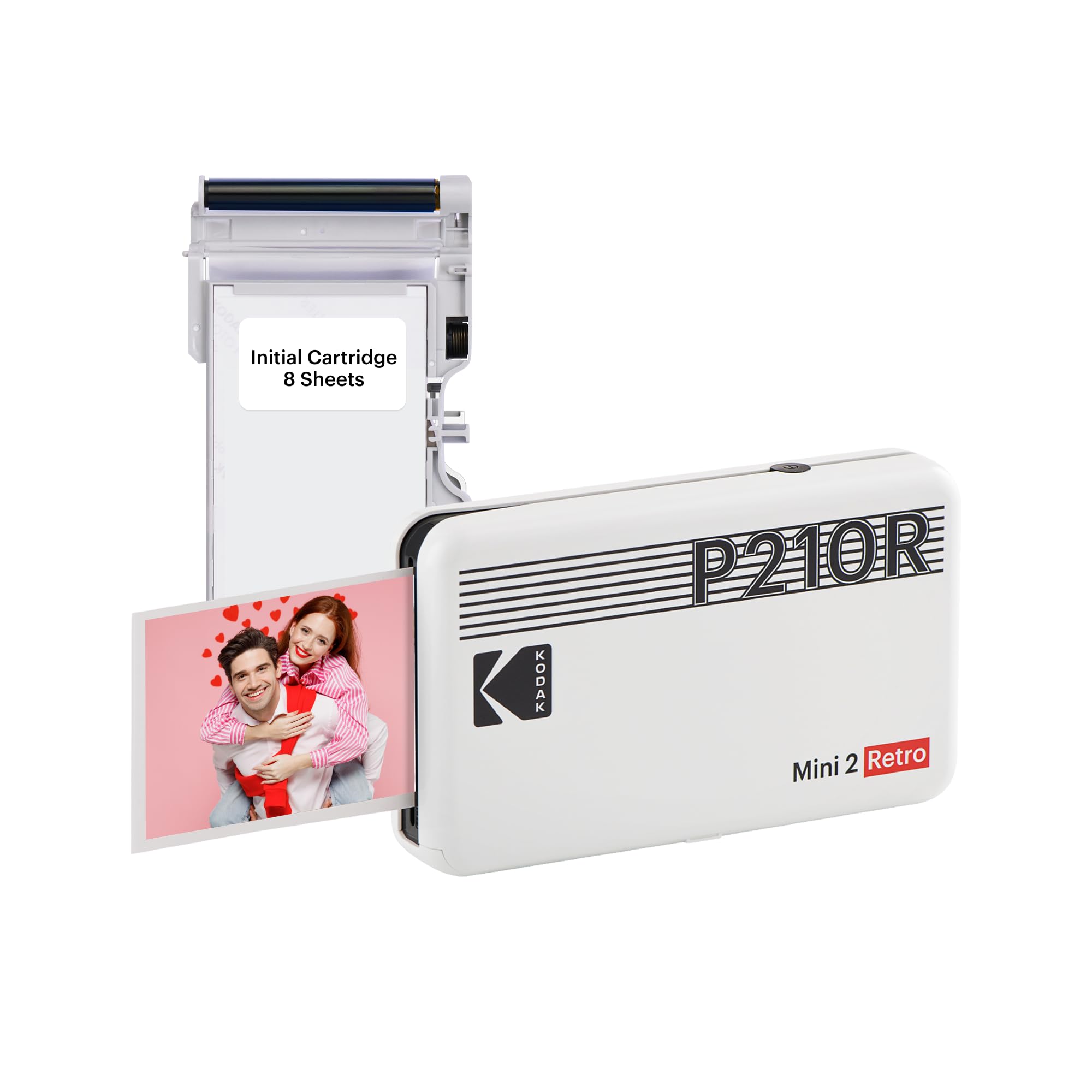 

Kodak Mini 2 Ретро монохромний принтер для смартфонів Принтер 8 аркушів у комплекті Принтер/миттєвий принтер/Instax [білий/фото 5,3x8,6 см] + білий