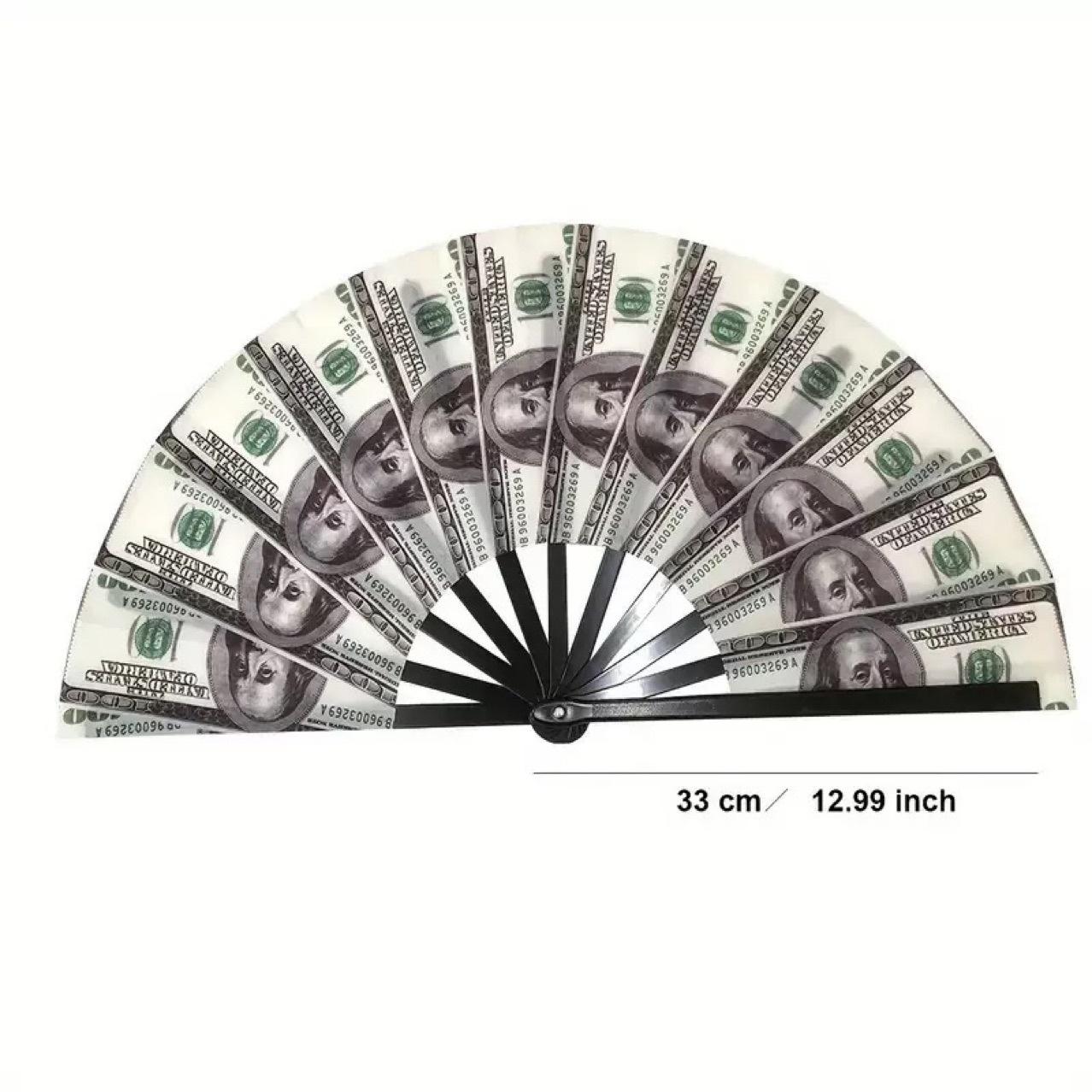 

Dollar-Printed Clacking Hand Fan - Novelty Cash-Patterned Folding Fan,Loud Clicking Noise Party Prop,Stylish Summer Cooling Fan білий