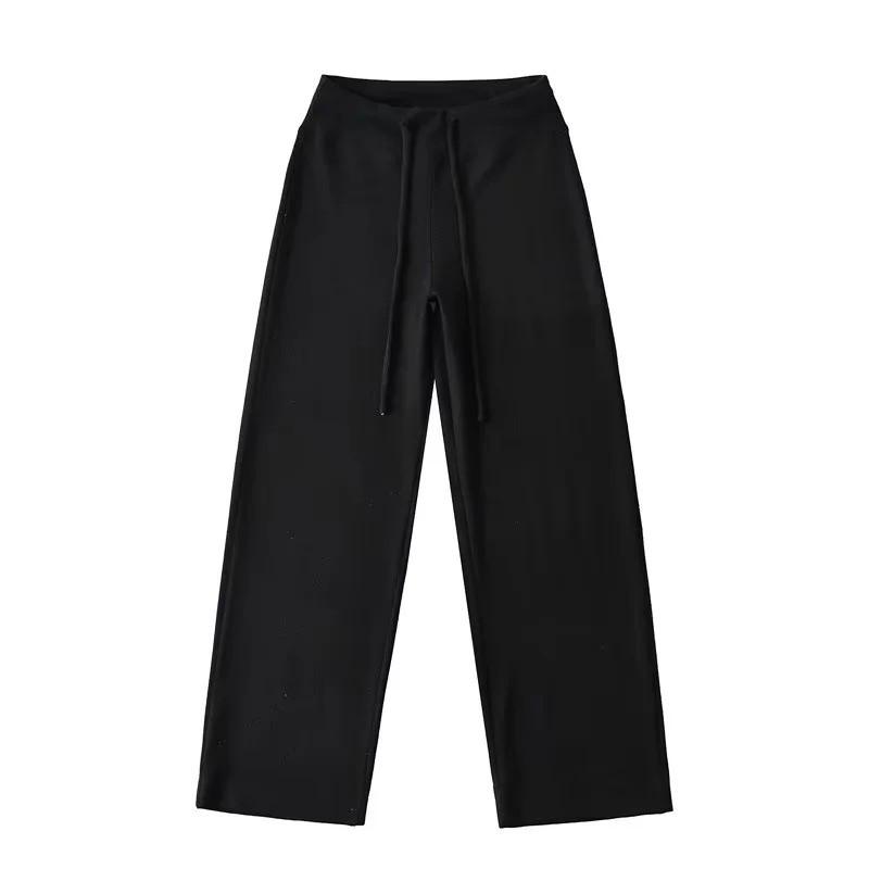 Women's Comfortable Low-Waist Wide-Leg Sweatpants - Spring/Summer Floor-Length Drawstring Slimming Pants
