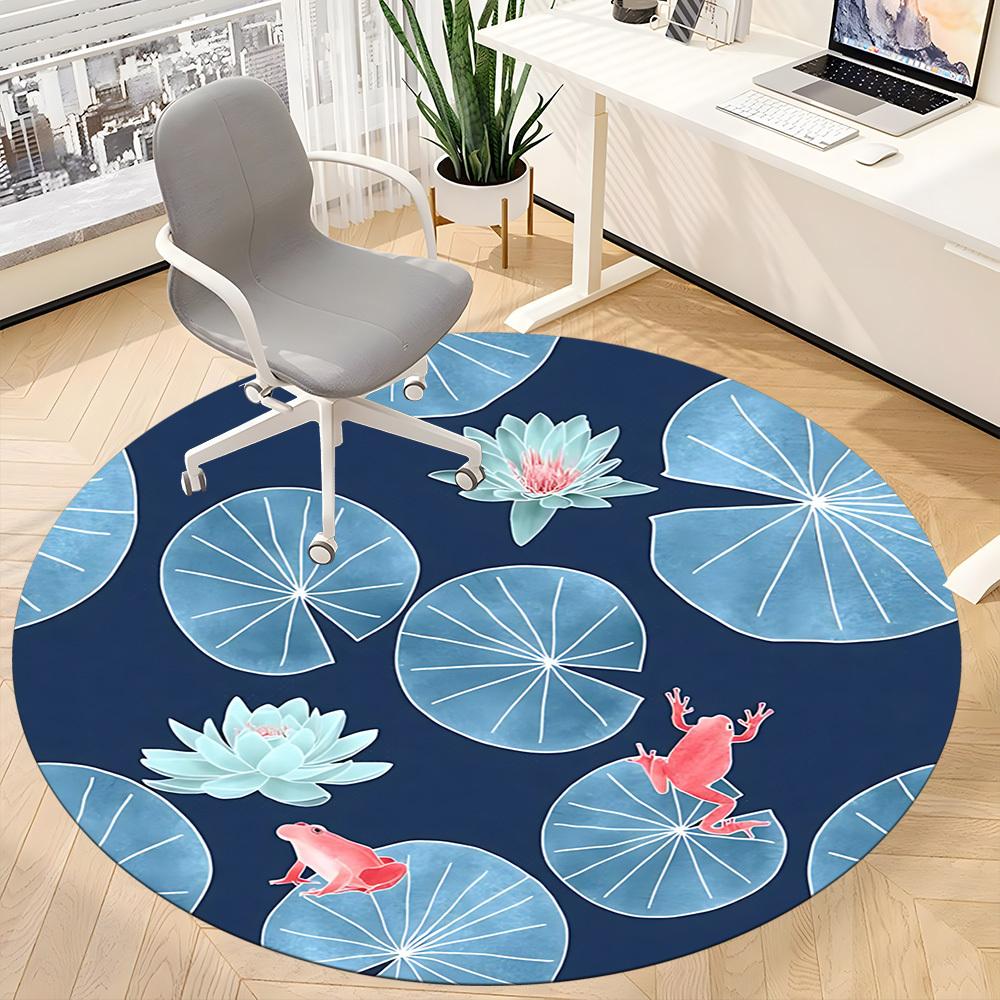 1pc Frog Lily Office Round Area Rug, Under Office Chairs Bedroom Living Room Home Decor, Room Deco, Available in Various Sizes