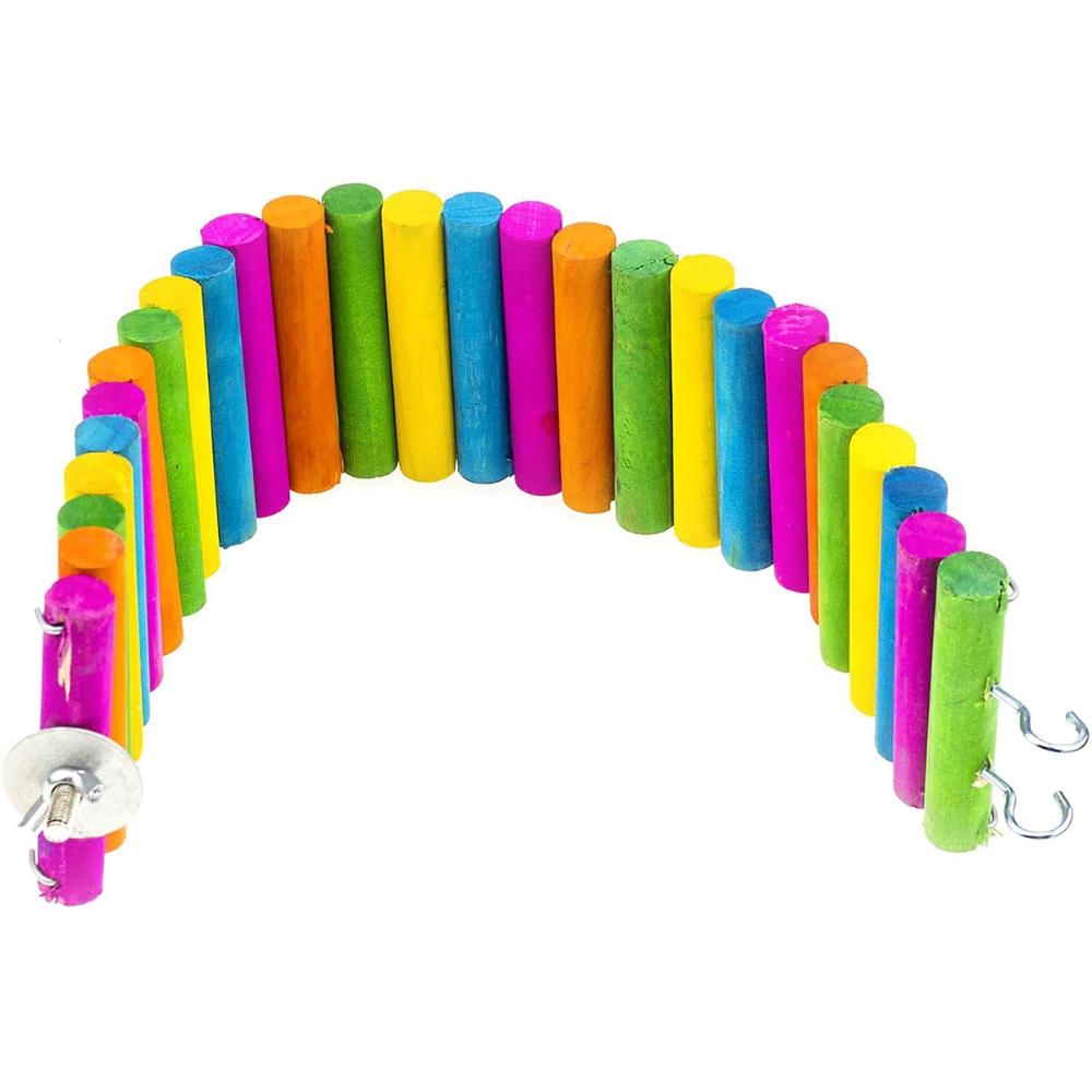 Squirrel Chinchilla Colorful Wooden Gerbil Rainbow Ladder Climbing Stairs Bridge Hamster Toys