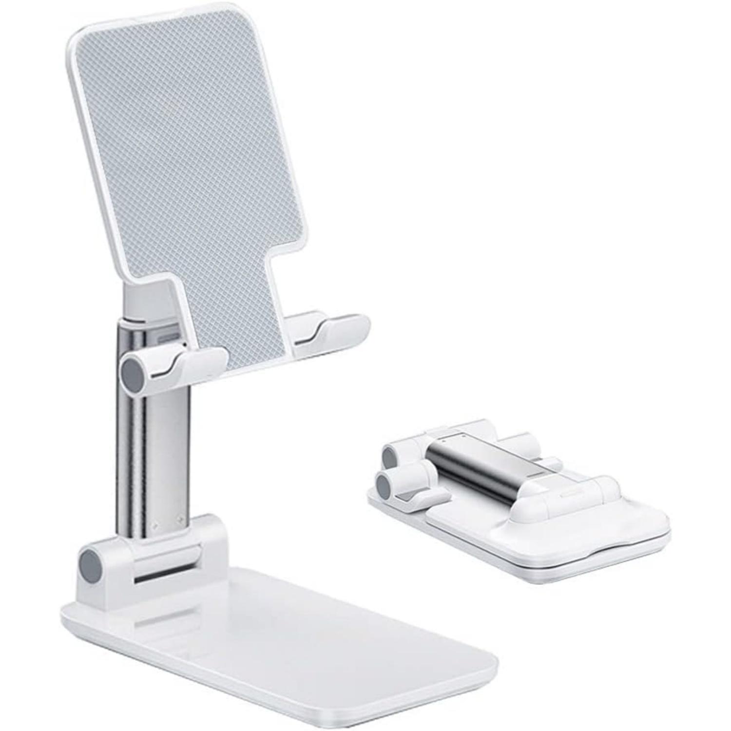 

Adjustable Foldable White Phone Holder - Portable Desktop Stand for All Smartphones & Tablets, Anti-Slip & Stable Design білий