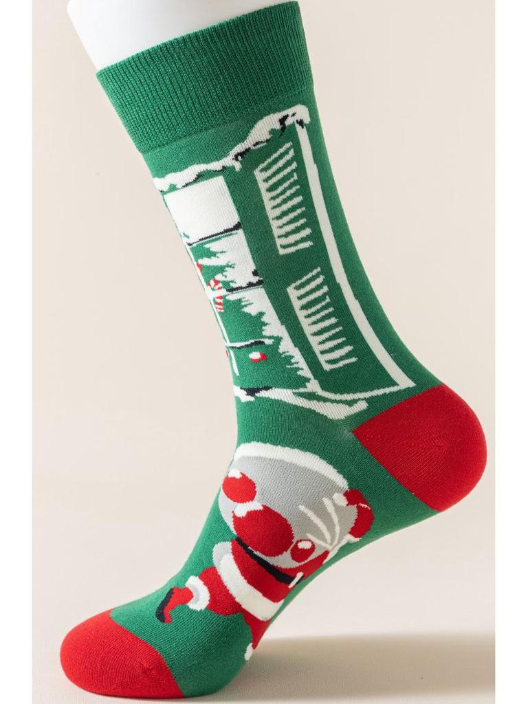 Colorful Trendy Mid-Calf Cotton Christmas Casual Men's Socks