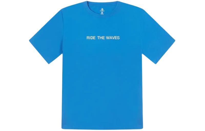 Converse Summer Fun Collection T Shirts Men s Blue Crew Neck Moderate Straight Fit 10027218-A02 S