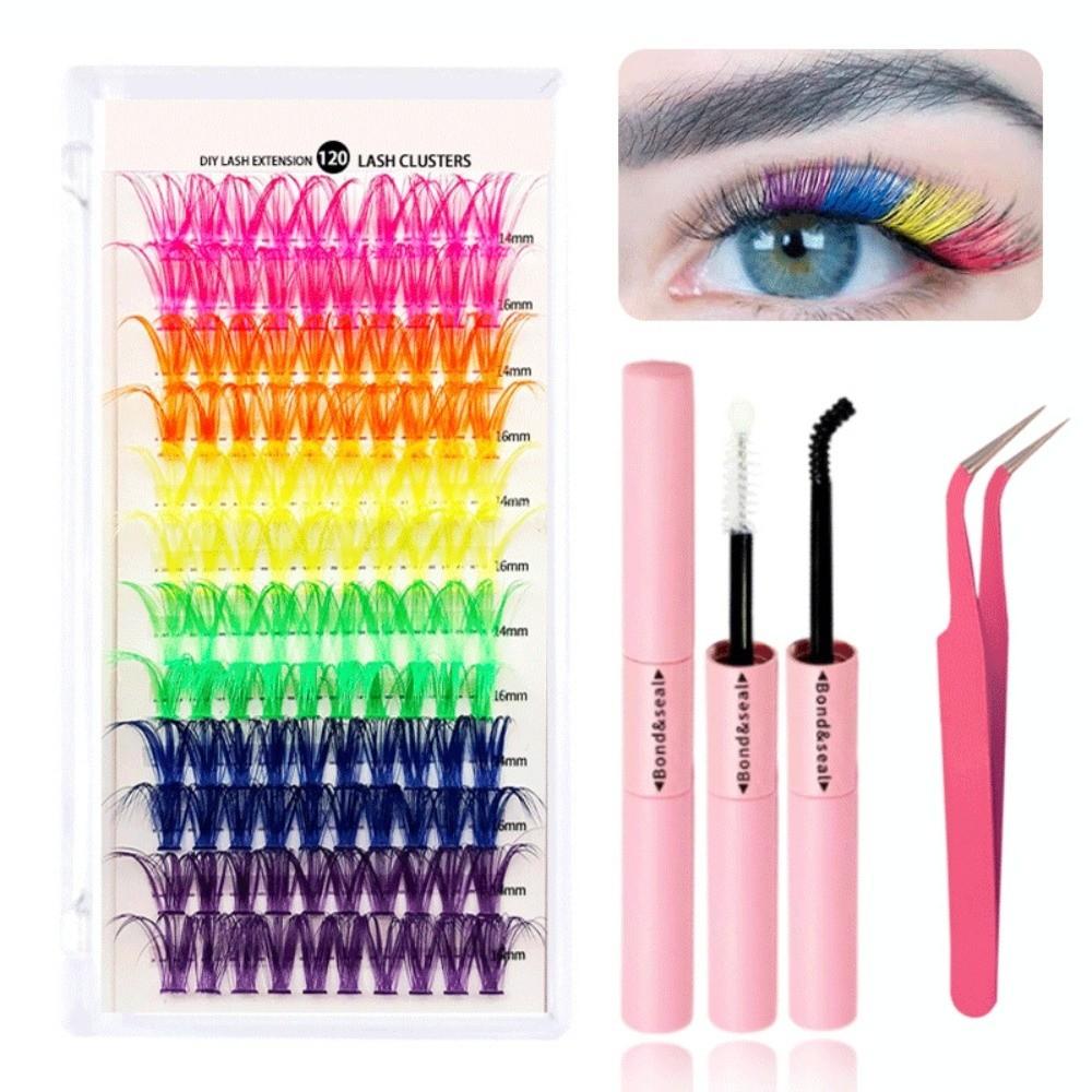 

400pcs Set Cluster Eyelash Extensions Colorful DIY Eyelashes New Lash Book Personal Use D