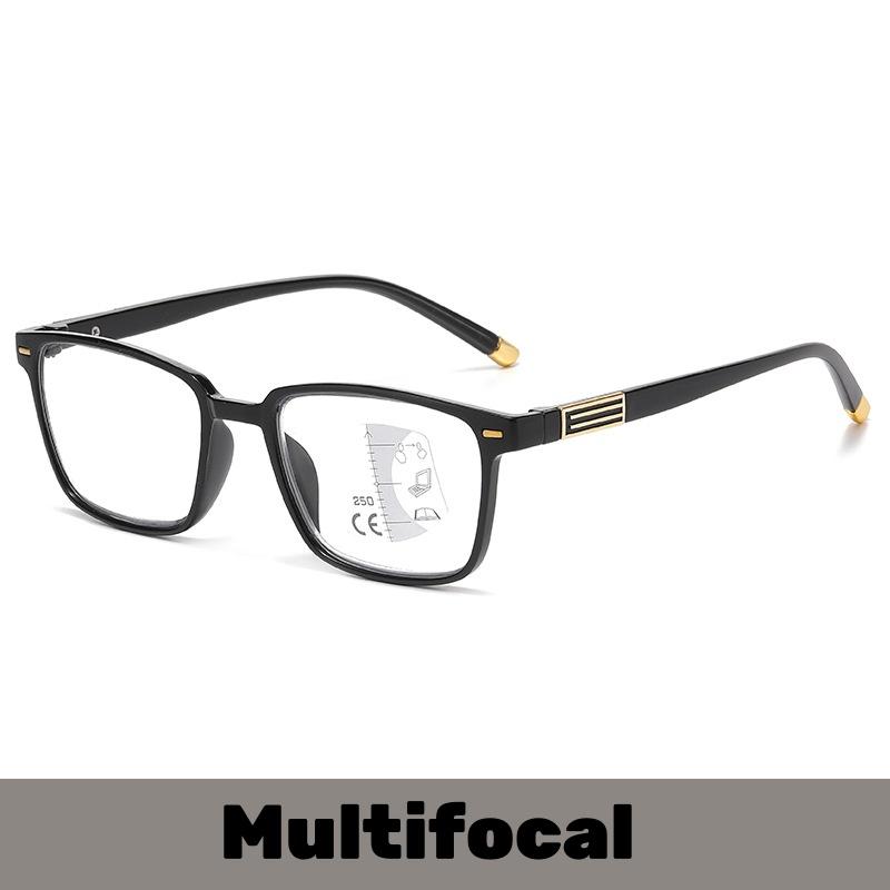Progressive Multifocales Pochromic Reading Glasses Men's Retro Ultra Light Square Frame Anti Blue Light Eyeglasses Diopter