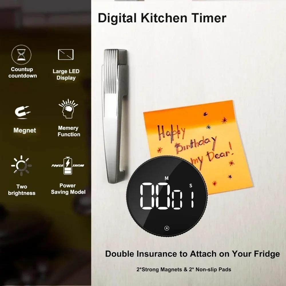 1 Piece Digital Timer Large LED Display Kitchen Reminder Visual Timer Magnetic Countdown Timer for Classroom Cooking Fitness3