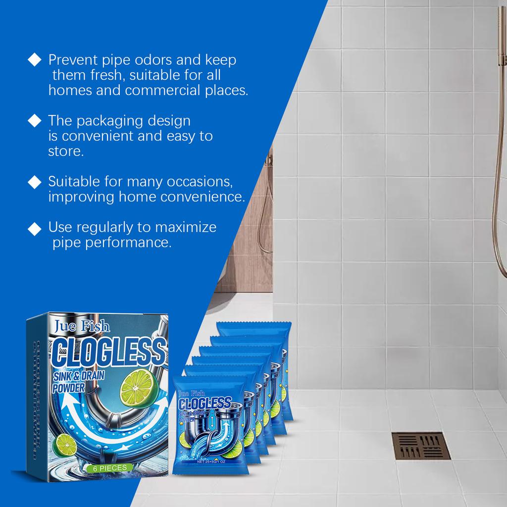 Jue-Fish Pipe Unclogging Powder Clean Dissolve Open Sewer Drain Powder Oil Clogging Deodorizing Powder