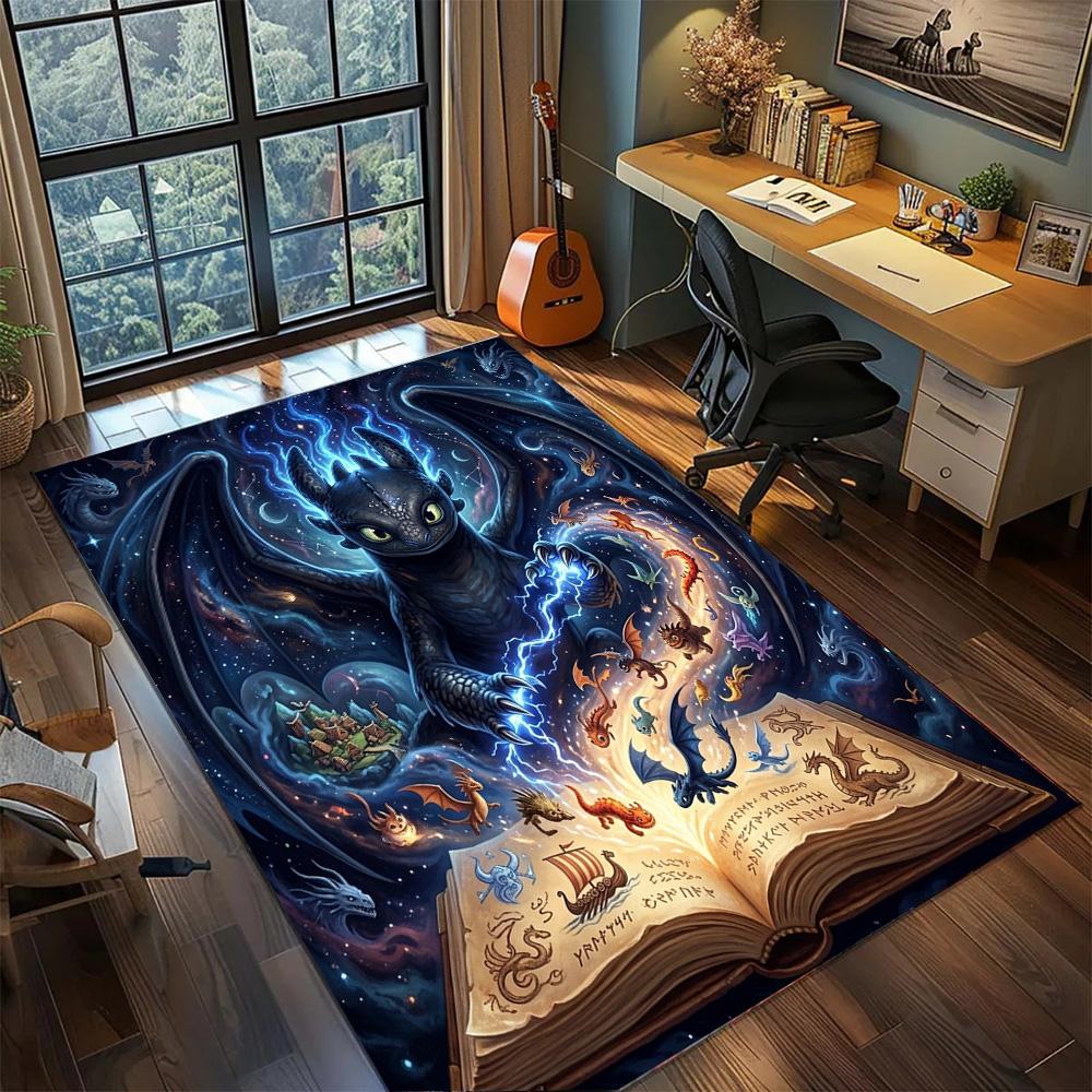 Toothless Night Fury Washable Rug Carpet Non Slip Floor Mat Large Area Gamer Bedroom Home Room Decor.-TING